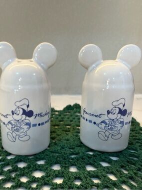 Disney Ceramic Mickey Salt & Pepper Shakers White And Blue
